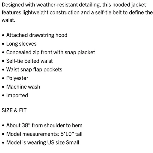 NWT Rains Curve Hooded Jacket -XL - Picture 5 of 14